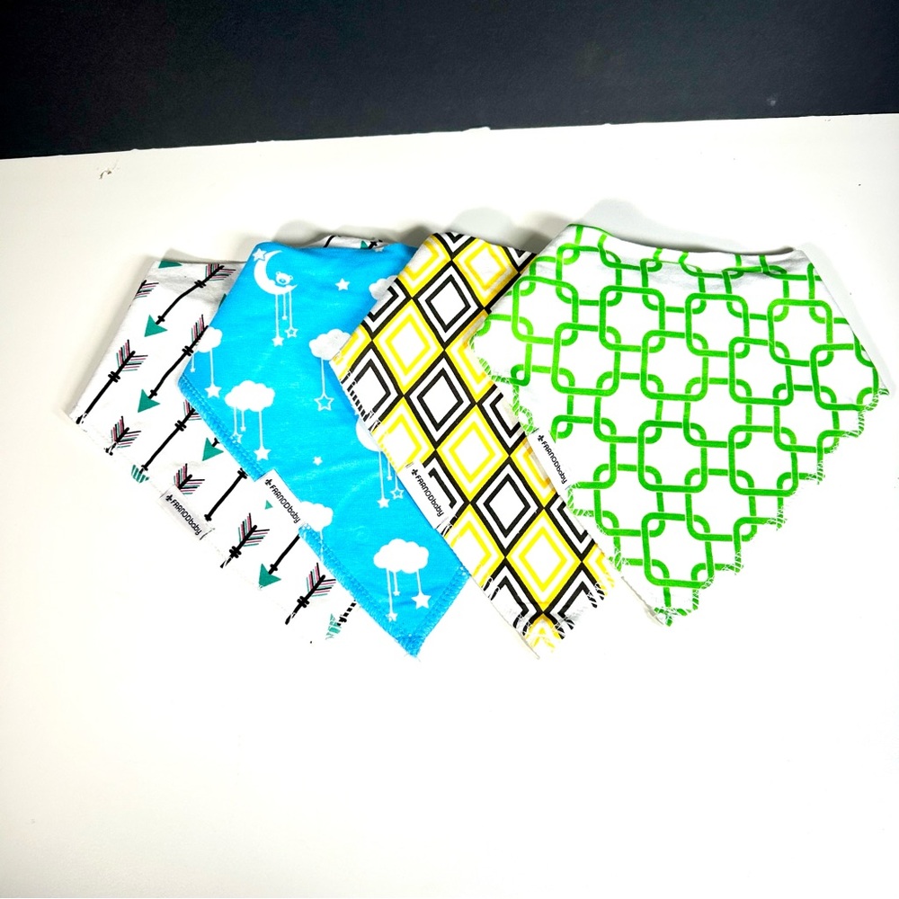 FARNOD Baby Bandana Drool Bibs 4 Pack Arrows Moon Diamond Squares - Picture 2 of 11